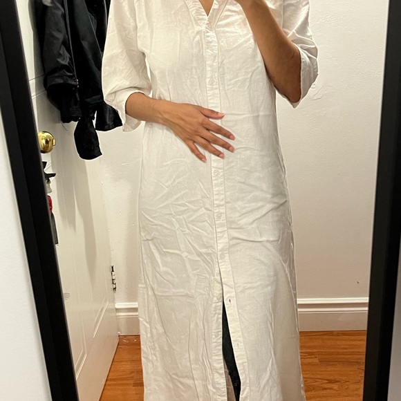 LINEN MAXI V-NECK DRESS - Picture 4 of 4